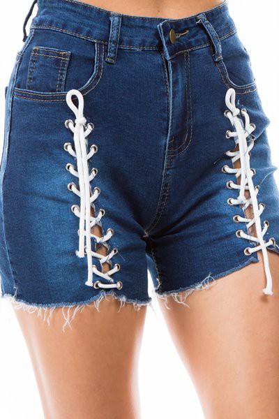 DENIM SHORT WITH MULT STRIP