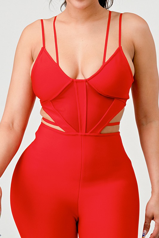 DOUBLE SPAGHETTI STRAP BODYCON JUMPSUIT