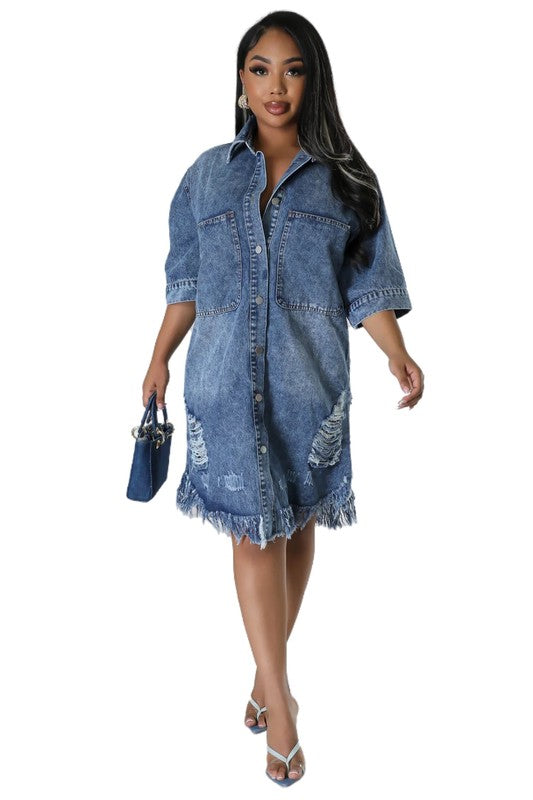 WOMEN FASHION DENIM DRESSES