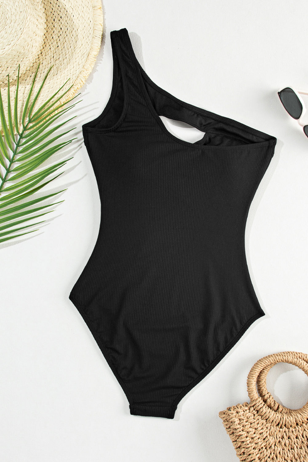 Cutout One Shoulder Sleeveless One-Piece Swimwear